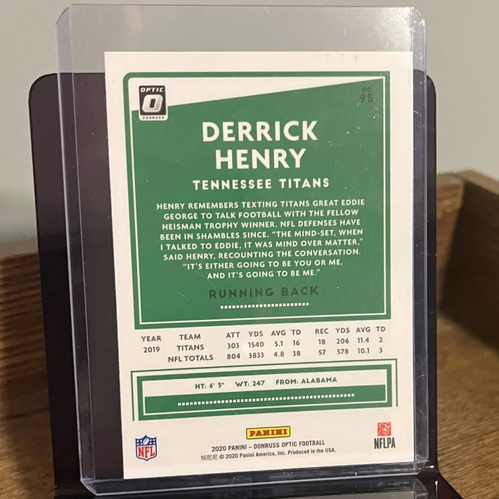 🏈 Derrick Henry 2020 Panini Donruss Optic NFL Football Trading Card #95